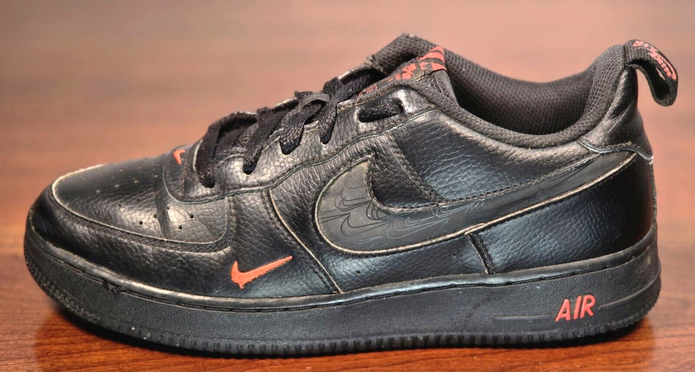 Nike Air Force 1 GS Size 6.5Y 'Black Light Crimson' Athletic Shoes FB8036-001